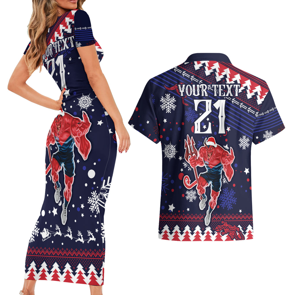 custom-melbourne-demons-football-couples-matching-short-sleeve-bodycon-dress-and-hawaiian-shirt-narrm-christmas-vibe-2023