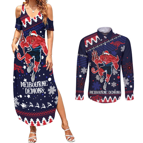 custom-melbourne-demons-football-couples-matching-summer-maxi-dress-and-long-sleeve-button-shirt-narrm-christmas-vibe-2023