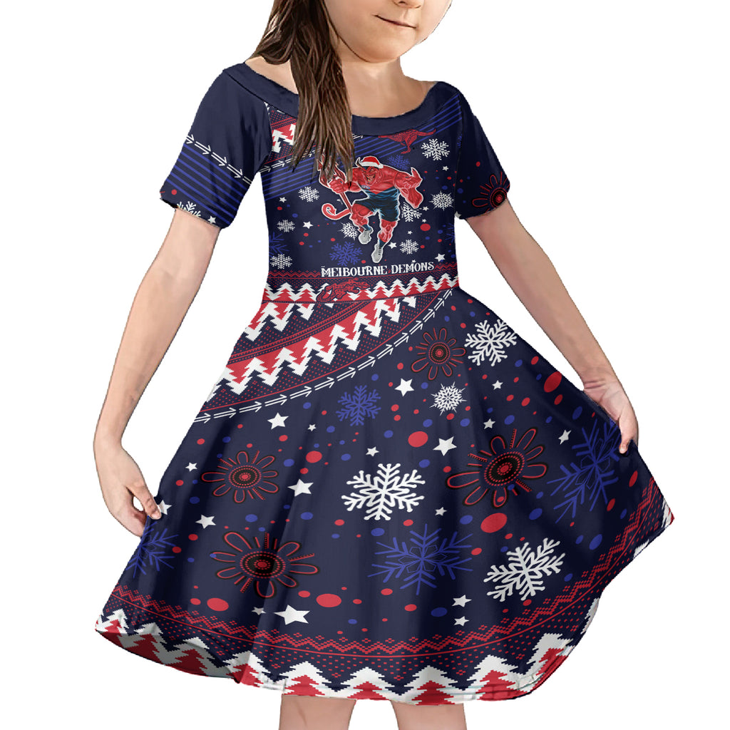 custom-melbourne-demons-football-kid-short-sleeve-dress-narrm-christmas-vibe-2023