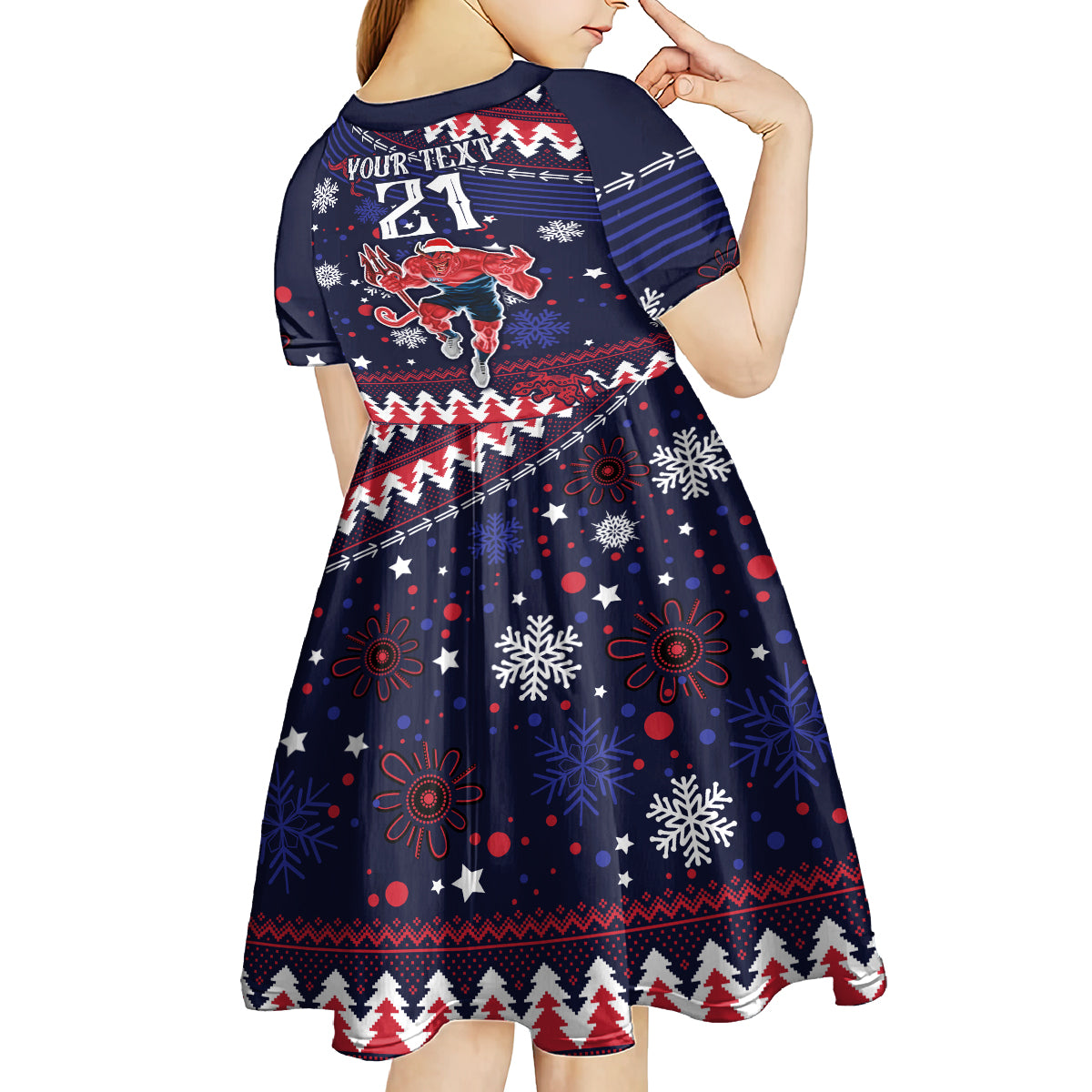 custom-melbourne-demons-football-kid-short-sleeve-dress-narrm-christmas-vibe-2023