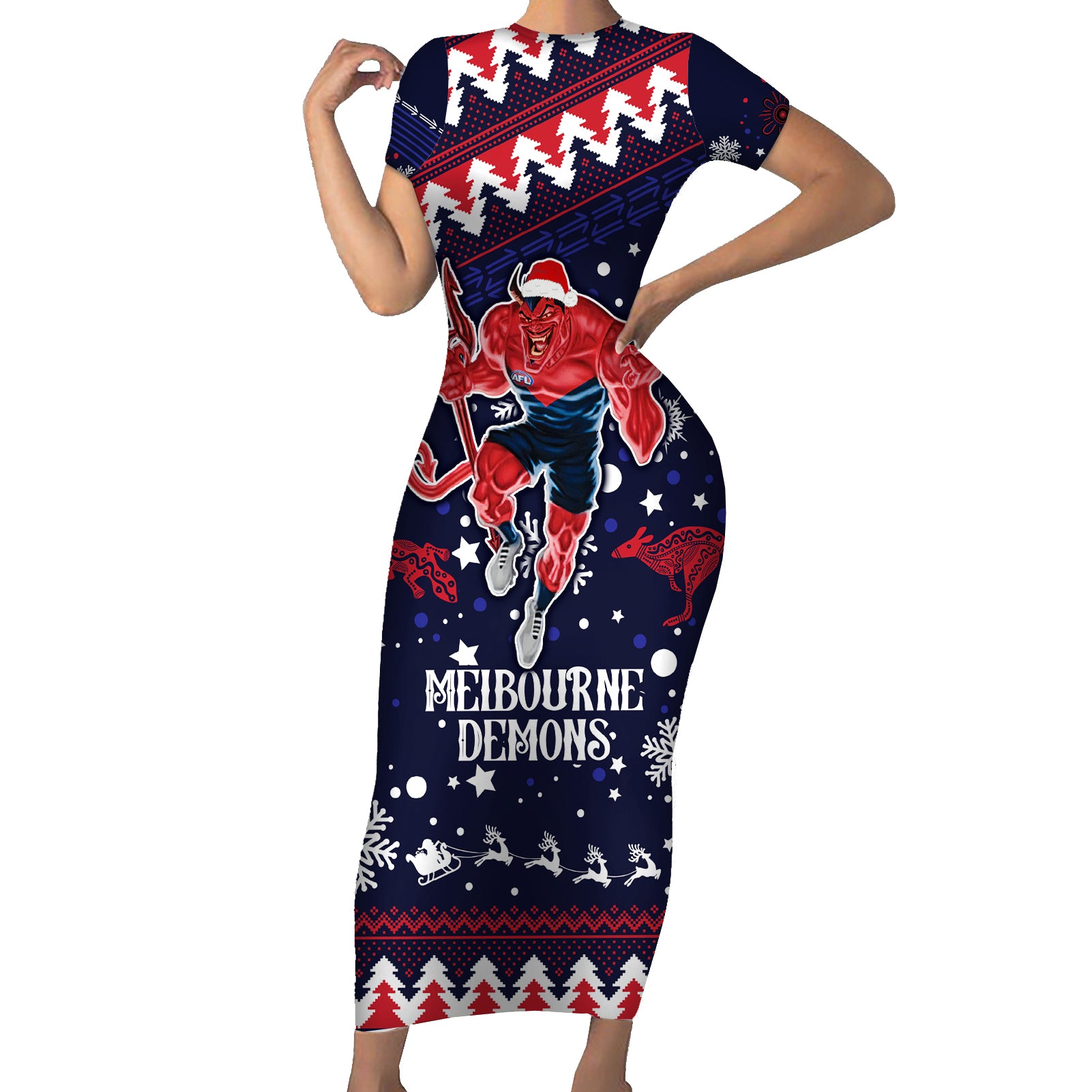 custom-melbourne-demons-football-short-sleeve-bodycon-dress-narrm-christmas-vibe-2023