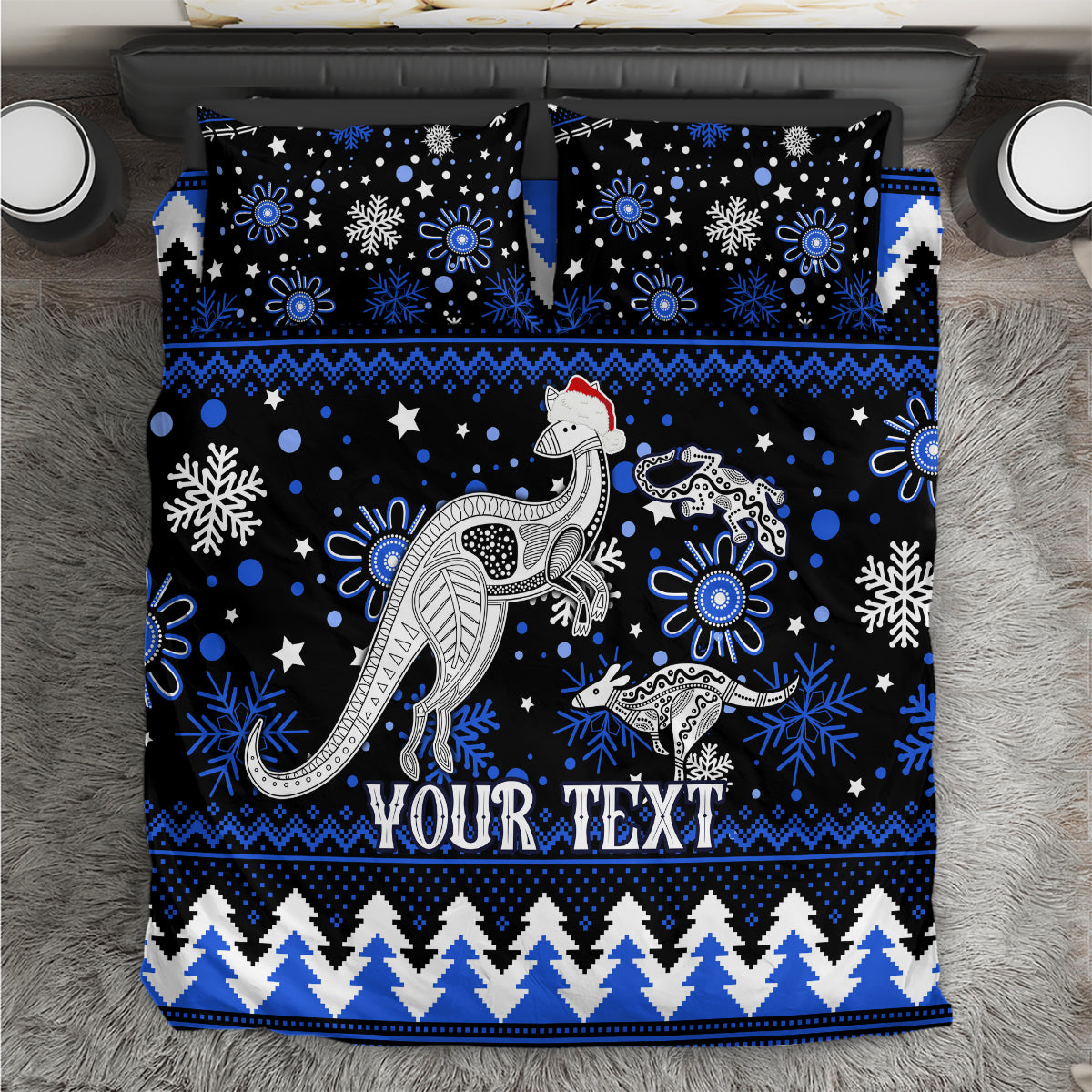custom-north-kangaroos-football-bedding-set-roos-christmas-vibe-2023