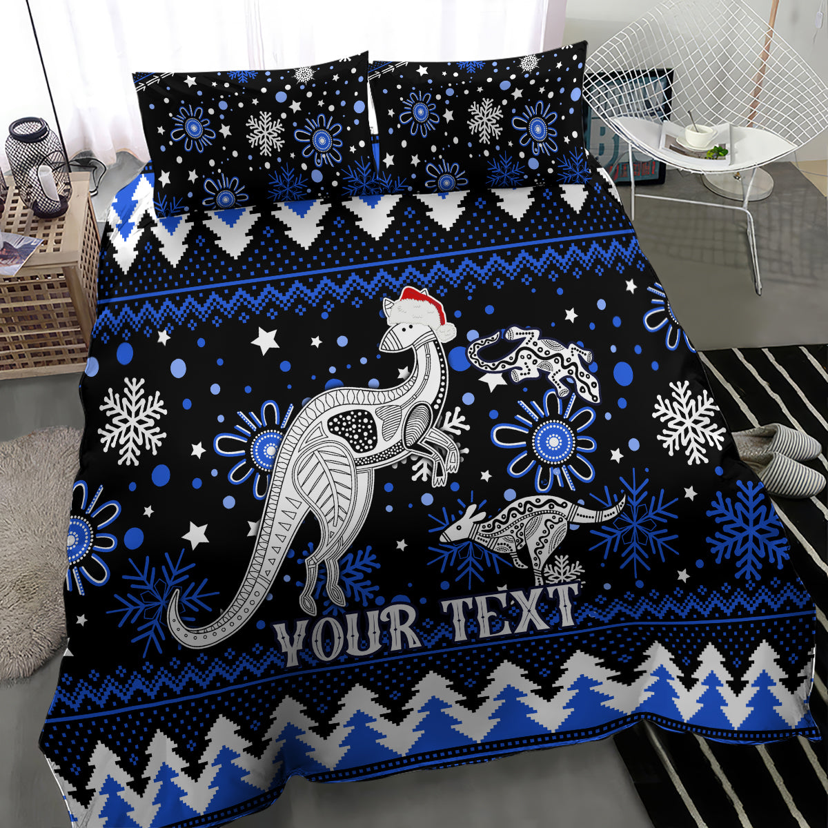 custom-north-kangaroos-football-bedding-set-roos-christmas-vibe-2023