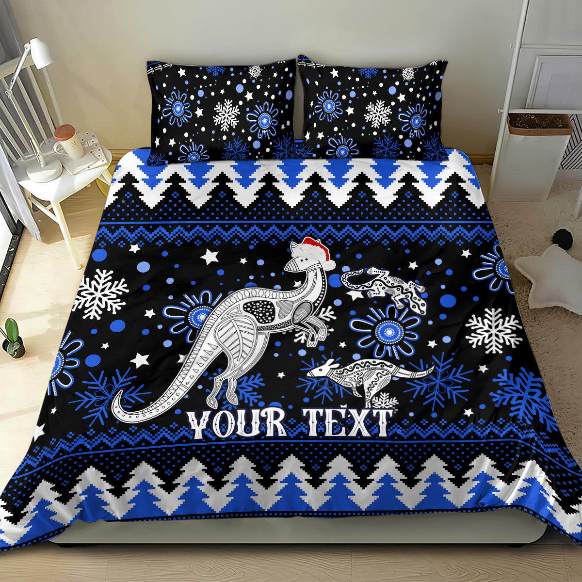 custom-north-kangaroos-football-bedding-set-roos-christmas-vibe-2023
