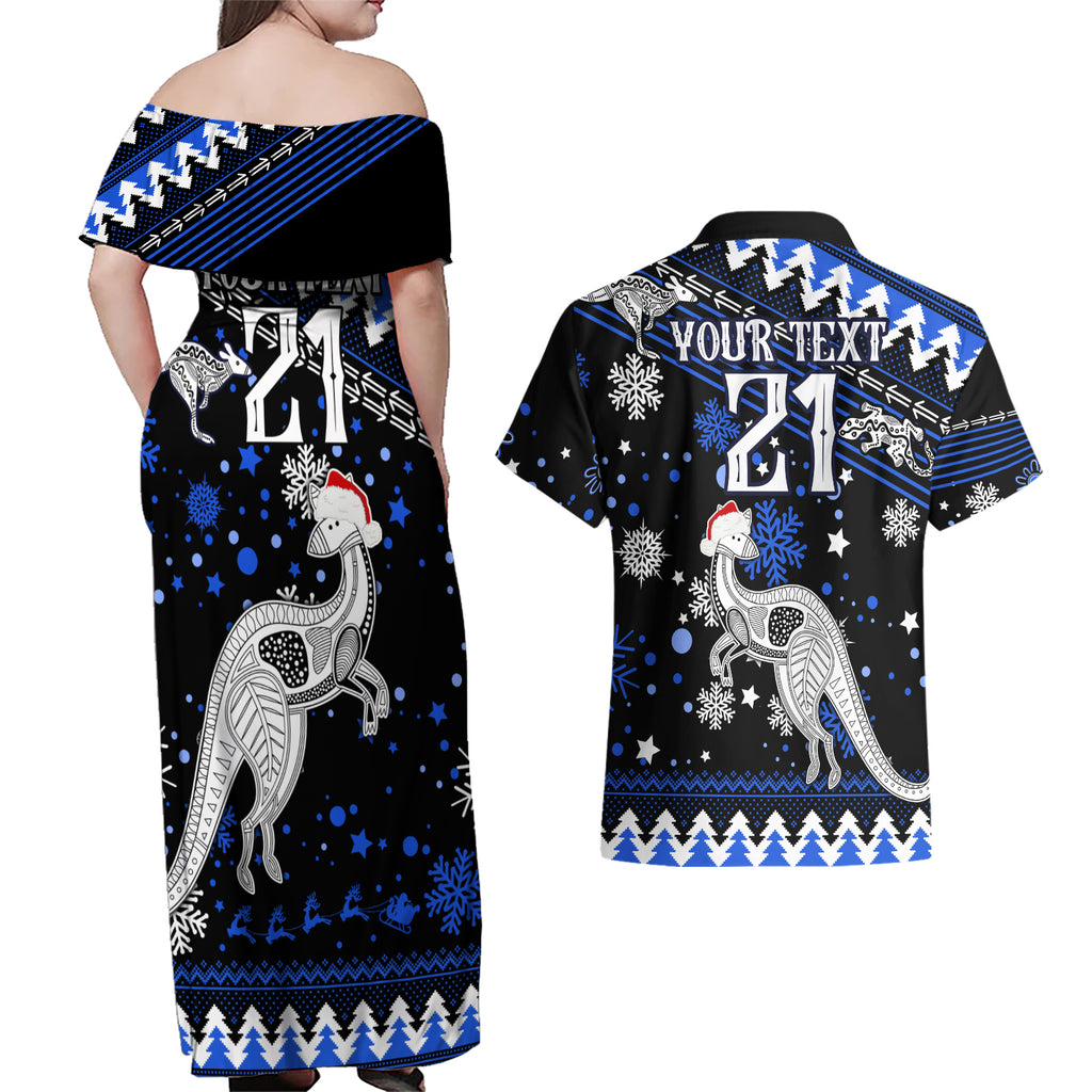 custom-north-kangaroos-football-couples-matching-off-shoulder-maxi-dress-and-hawaiian-shirt-roos-christmas-vibe-2023