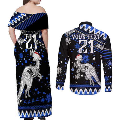 custom-north-kangaroos-football-couples-matching-off-shoulder-maxi-dress-and-long-sleeve-button-shirt-roos-christmas-vibe-2023