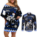 custom-north-kangaroos-football-couples-matching-off-shoulder-short-dress-and-long-sleeve-button-shirt-roos-christmas-vibe-2023