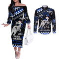 custom-north-kangaroos-football-couples-matching-off-the-shoulder-long-sleeve-dress-and-long-sleeve-button-shirt-roos-christmas-vibe-2023