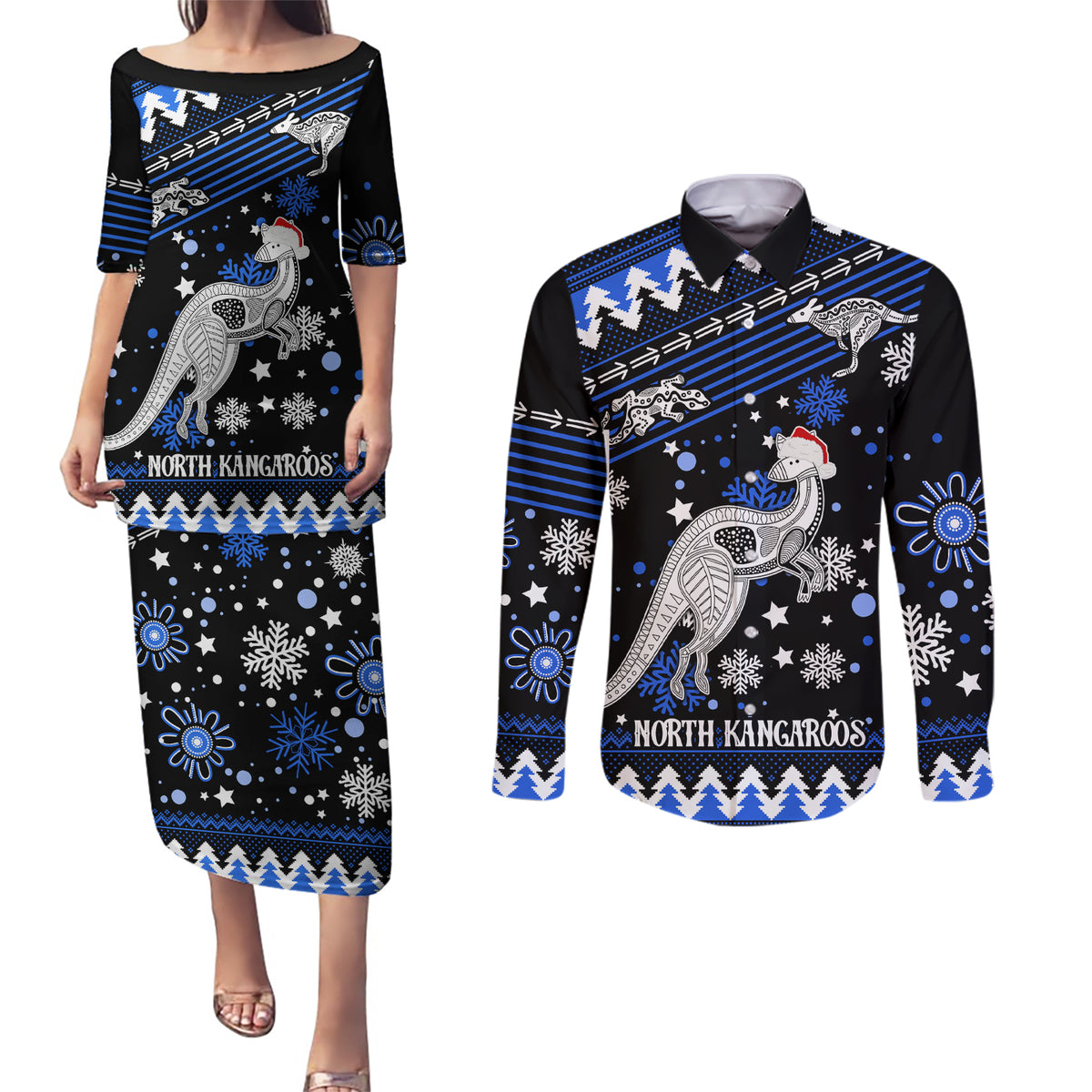 custom-north-kangaroos-football-couples-matching-puletasi-dress-and-long-sleeve-button-shirt-roos-christmas-vibe-2023