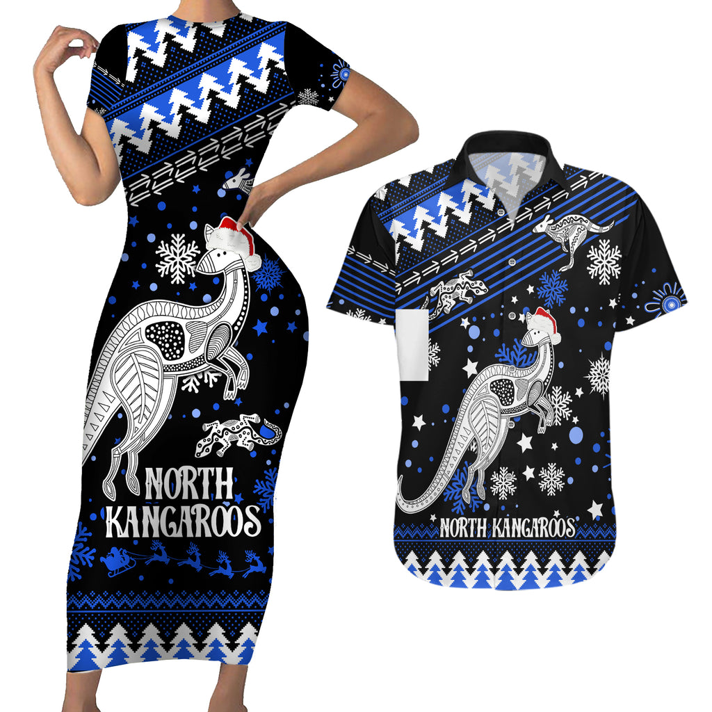 custom-north-kangaroos-football-couples-matching-short-sleeve-bodycon-dress-and-hawaiian-shirt-roos-christmas-vibe-2023