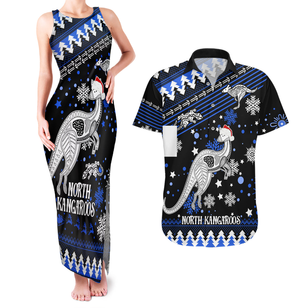 custom-north-kangaroos-football-couples-matching-tank-maxi-dress-and-hawaiian-shirt-roos-christmas-vibe-2023