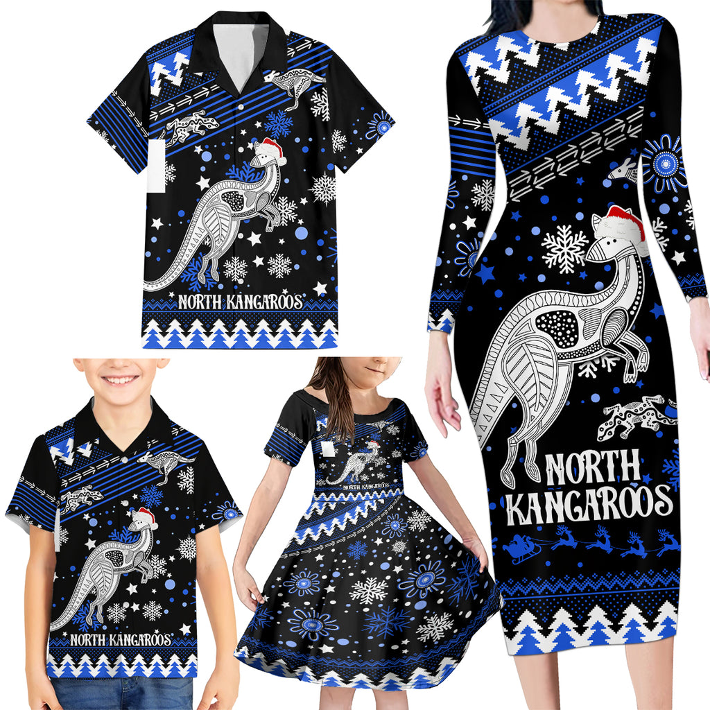 custom-north-kangaroos-football-family-matching-long-sleeve-bodycon-dress-and-hawaiian-shirt-roos-christmas-vibe-2023