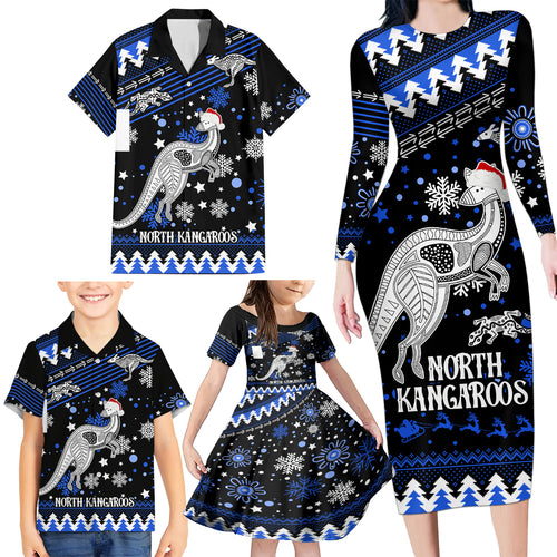 custom-north-kangaroos-football-family-matching-long-sleeve-bodycon-dress-and-hawaiian-shirt-roos-christmas-vibe-2023