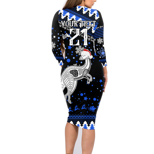 custom-north-kangaroos-football-family-matching-long-sleeve-bodycon-dress-and-hawaiian-shirt-roos-christmas-vibe-2023