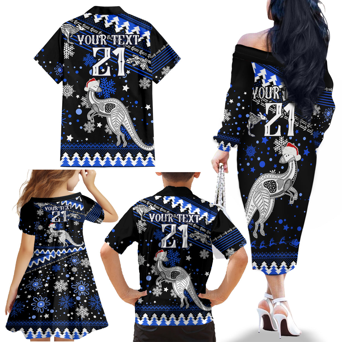 custom-north-kangaroos-football-family-matching-off-shoulder-long-sleeve-dress-and-hawaiian-shirt-roos-christmas-vibe-2023