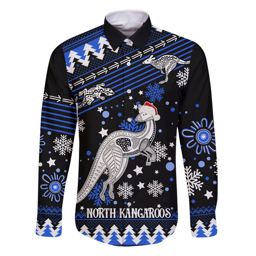 custom-north-kangaroos-football-family-matching-off-shoulder-long-sleeve-dress-and-hawaiian-shirt-roos-christmas-vibe-2023