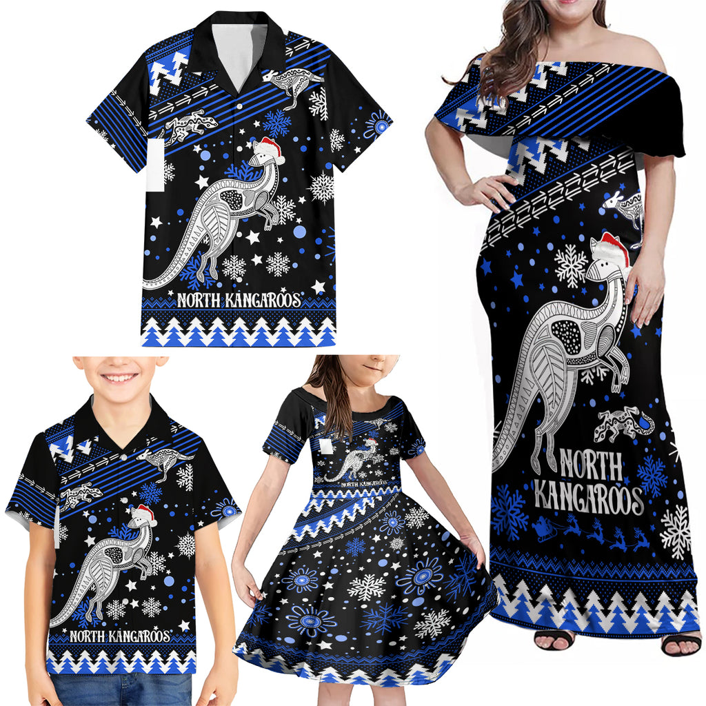 custom-north-kangaroos-football-family-matching-off-shoulder-maxi-dress-and-hawaiian-shirt-roos-christmas-vibe-2023