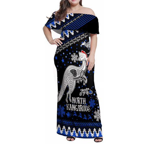 custom-north-kangaroos-football-family-matching-off-shoulder-maxi-dress-and-hawaiian-shirt-roos-christmas-vibe-2023