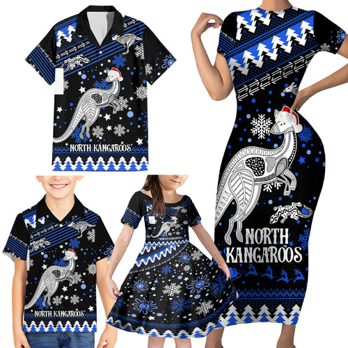 custom-north-kangaroos-football-family-matching-short-sleeve-bodycon-dress-and-hawaiian-shirt-roos-christmas-vibe-2023
