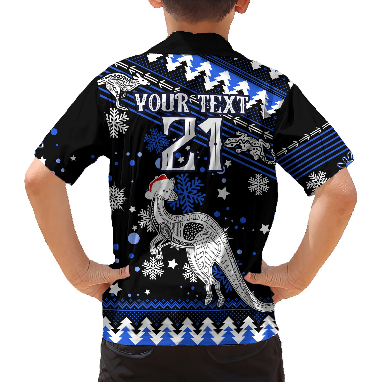 custom-north-kangaroos-football-family-matching-short-sleeve-bodycon-dress-and-hawaiian-shirt-roos-christmas-vibe-2023