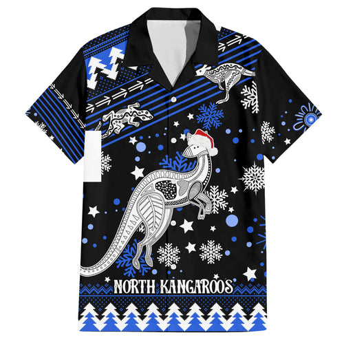 custom-north-kangaroos-football-family-matching-short-sleeve-bodycon-dress-and-hawaiian-shirt-roos-christmas-vibe-2023