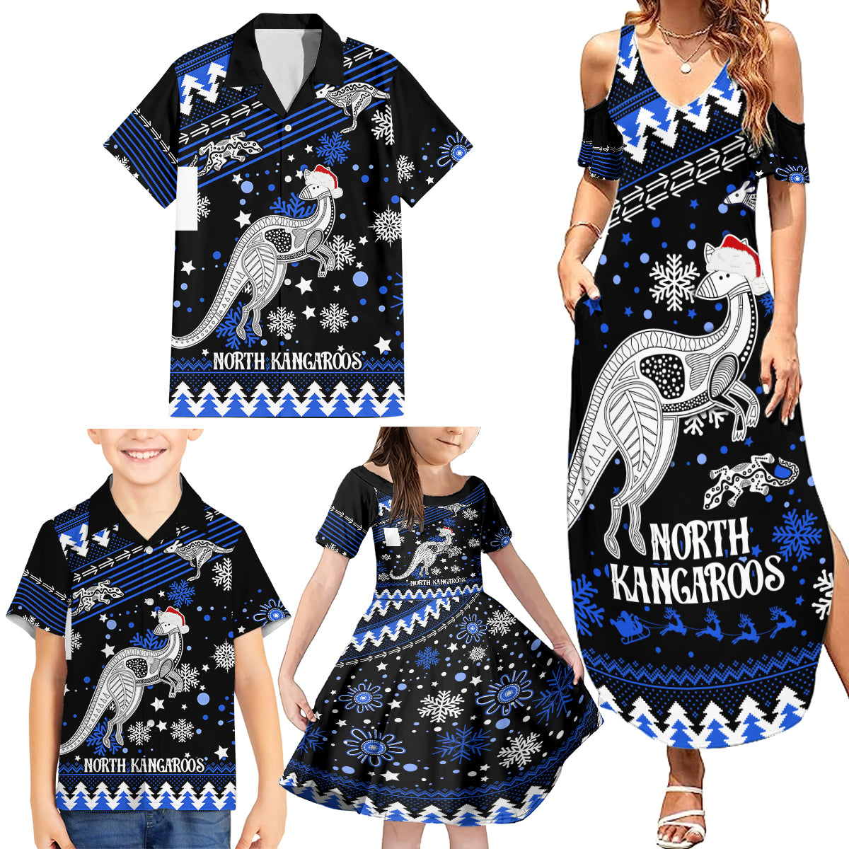 custom-north-kangaroos-football-family-matching-summer-maxi-dress-and-hawaiian-shirt-roos-christmas-vibe-2023