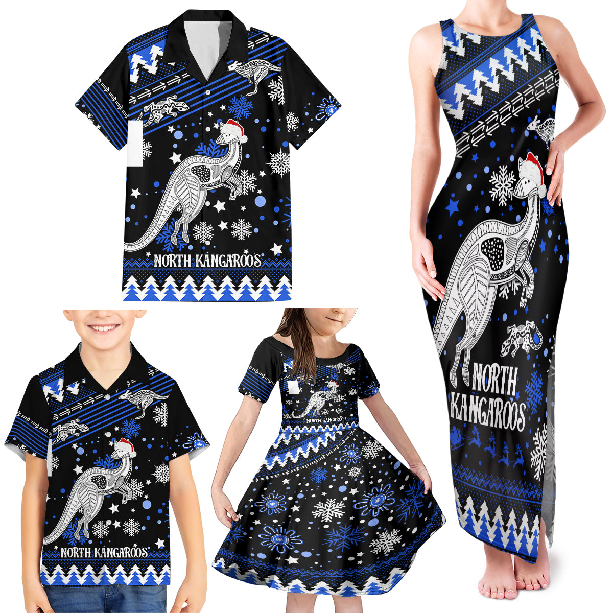 custom-north-kangaroos-football-family-matching-tank-maxi-dress-and-hawaiian-shirt-roos-christmas-vibe-2023