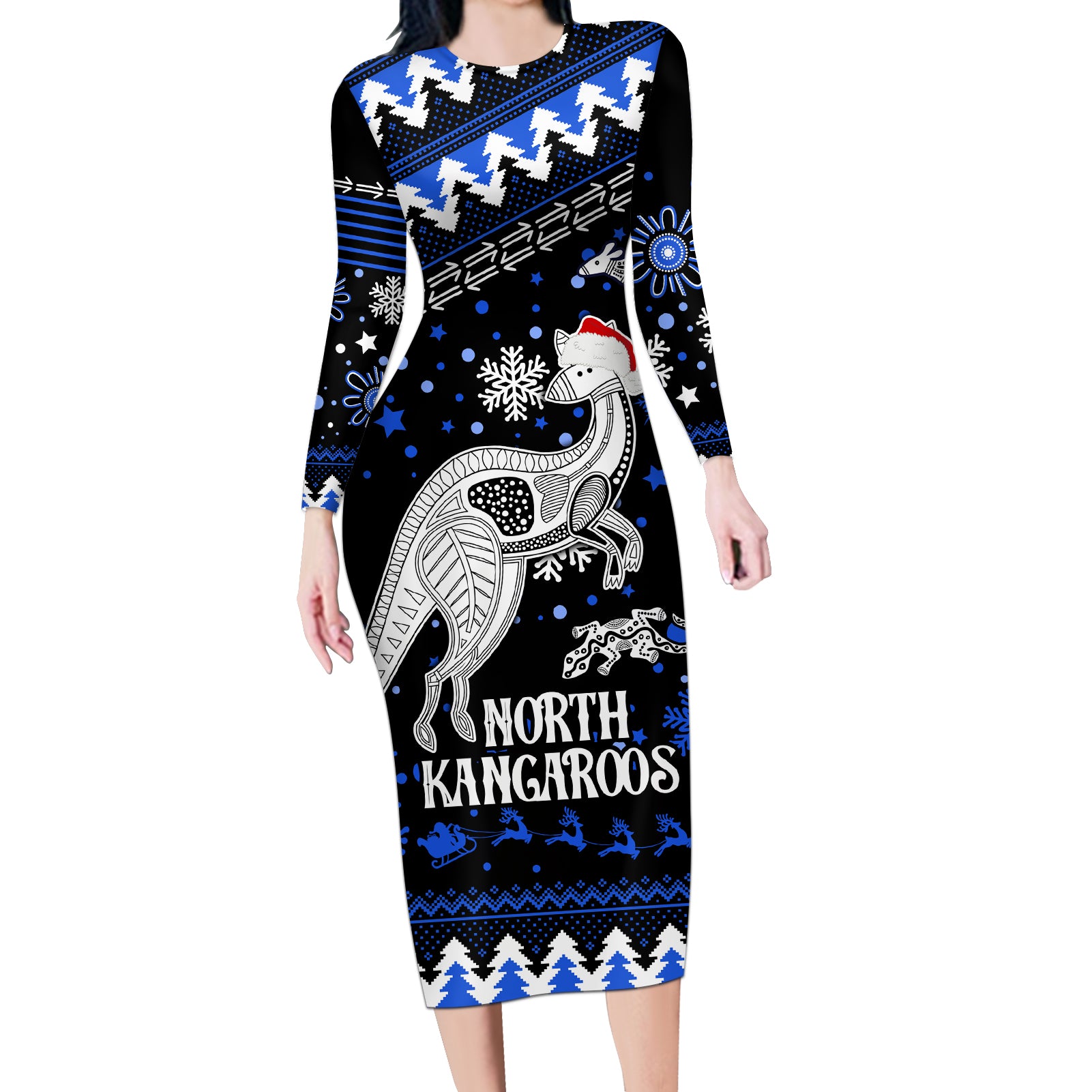 custom-north-kangaroos-football-long-sleeve-bodycon-dress-roos-christmas-vibe-2023