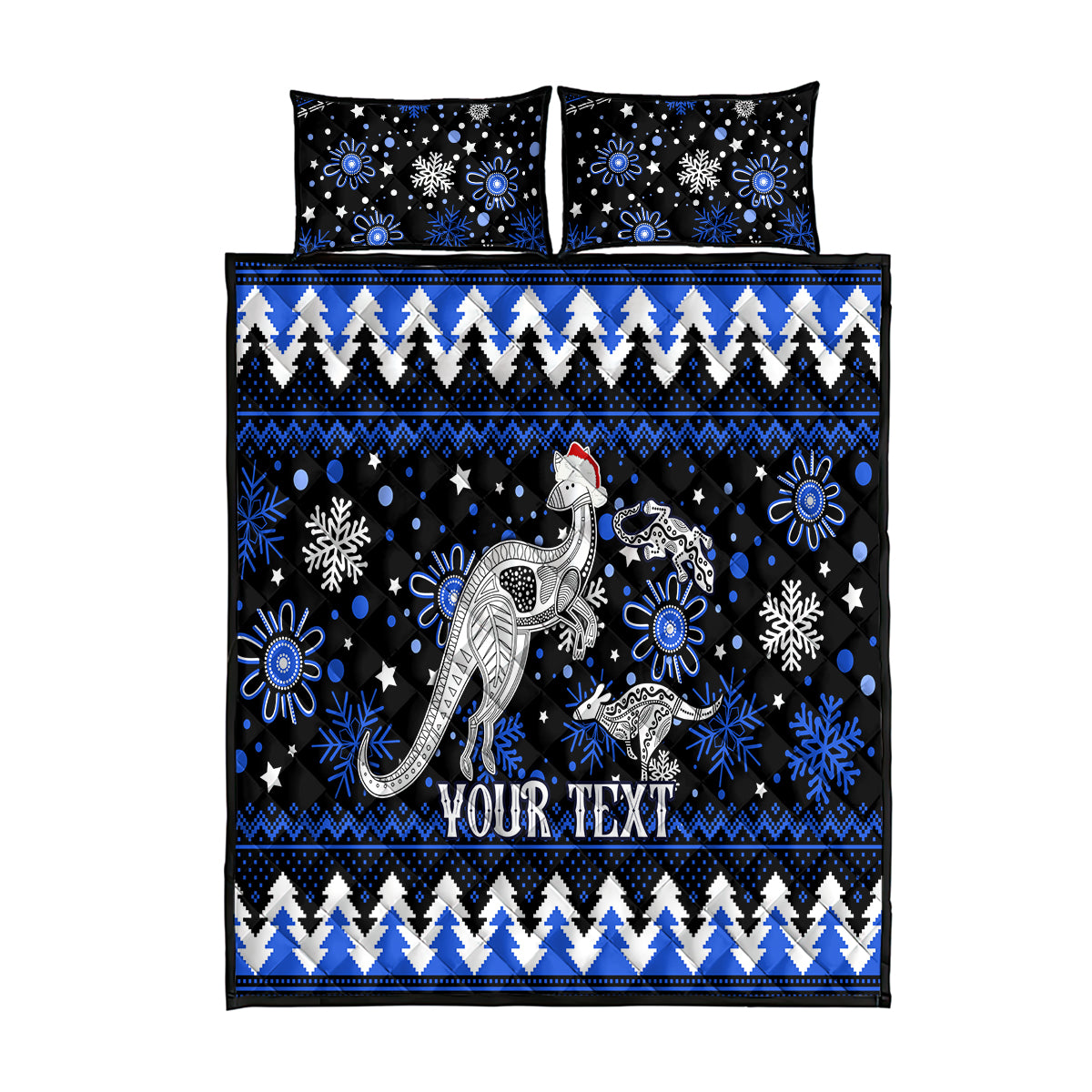 custom-north-kangaroos-football-quilt-bed-set-roos-christmas-vibe-2023