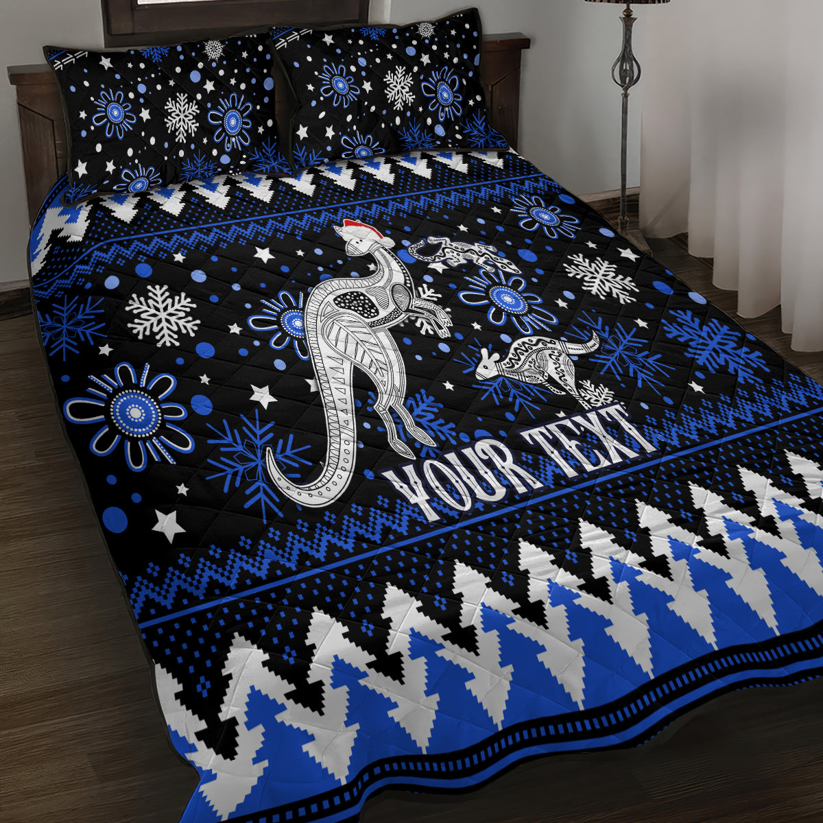custom-north-kangaroos-football-quilt-bed-set-roos-christmas-vibe-2023