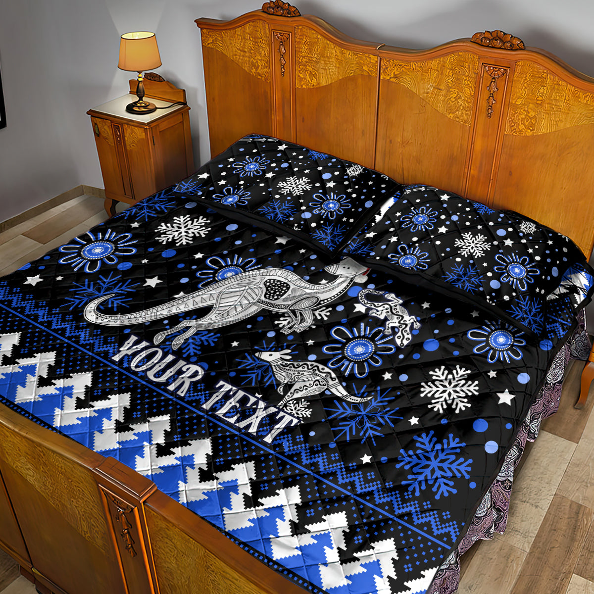 custom-north-kangaroos-football-quilt-bed-set-roos-christmas-vibe-2023