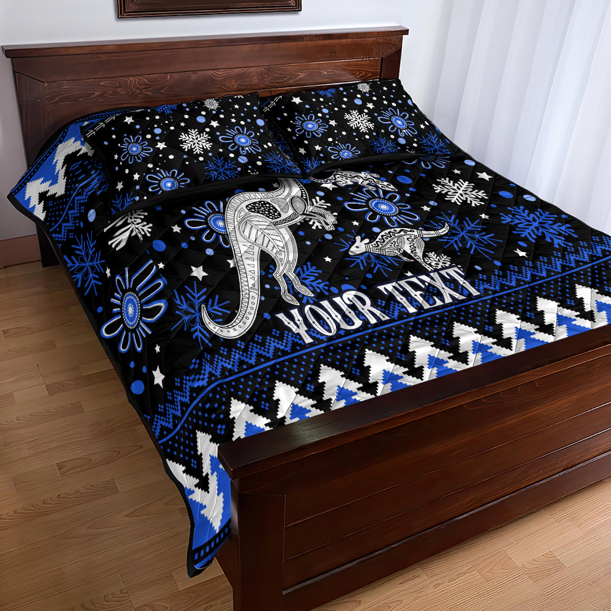 custom-north-kangaroos-football-quilt-bed-set-roos-christmas-vibe-2023