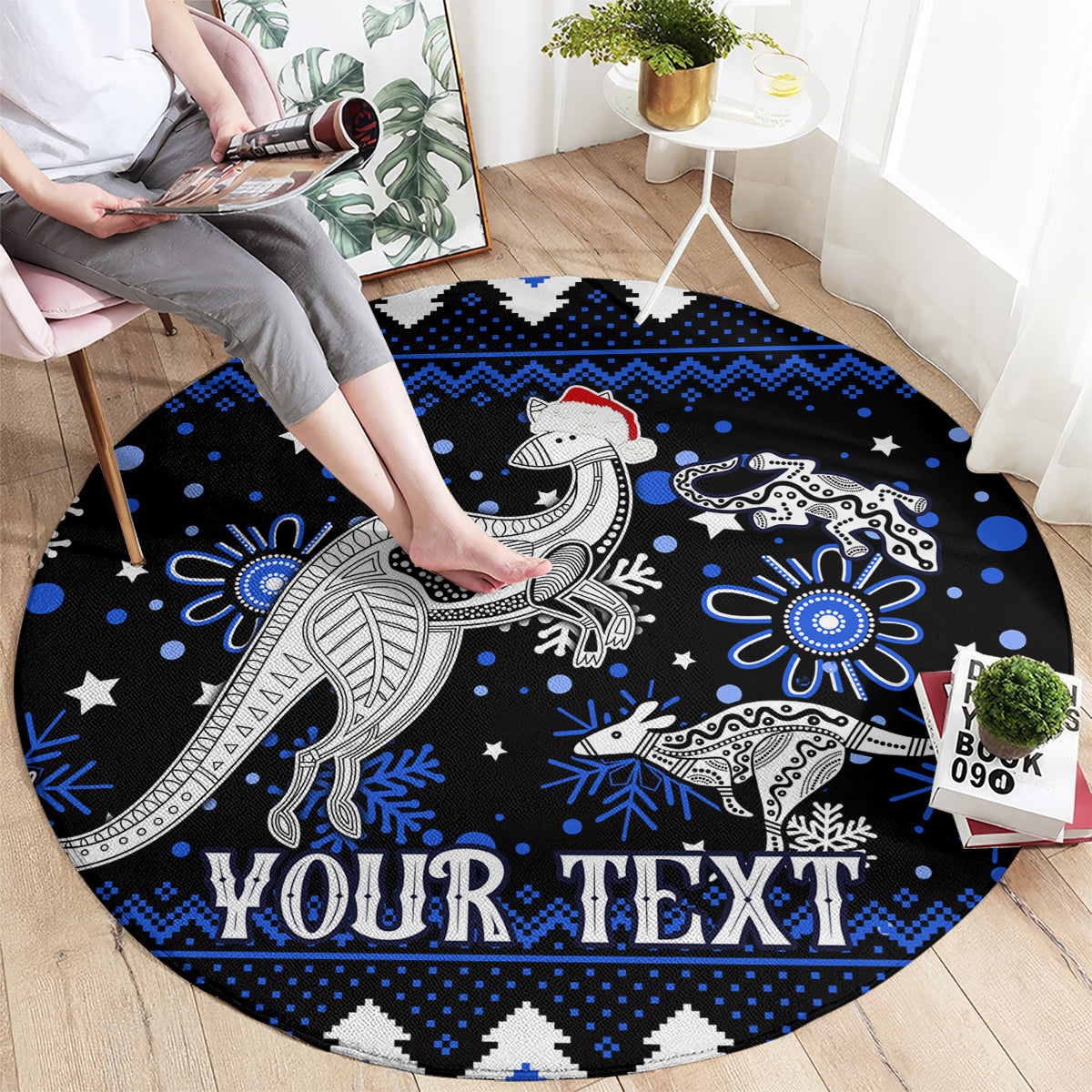 custom-north-kangaroos-football-round-carpet-roos-christmas-vibe-2023