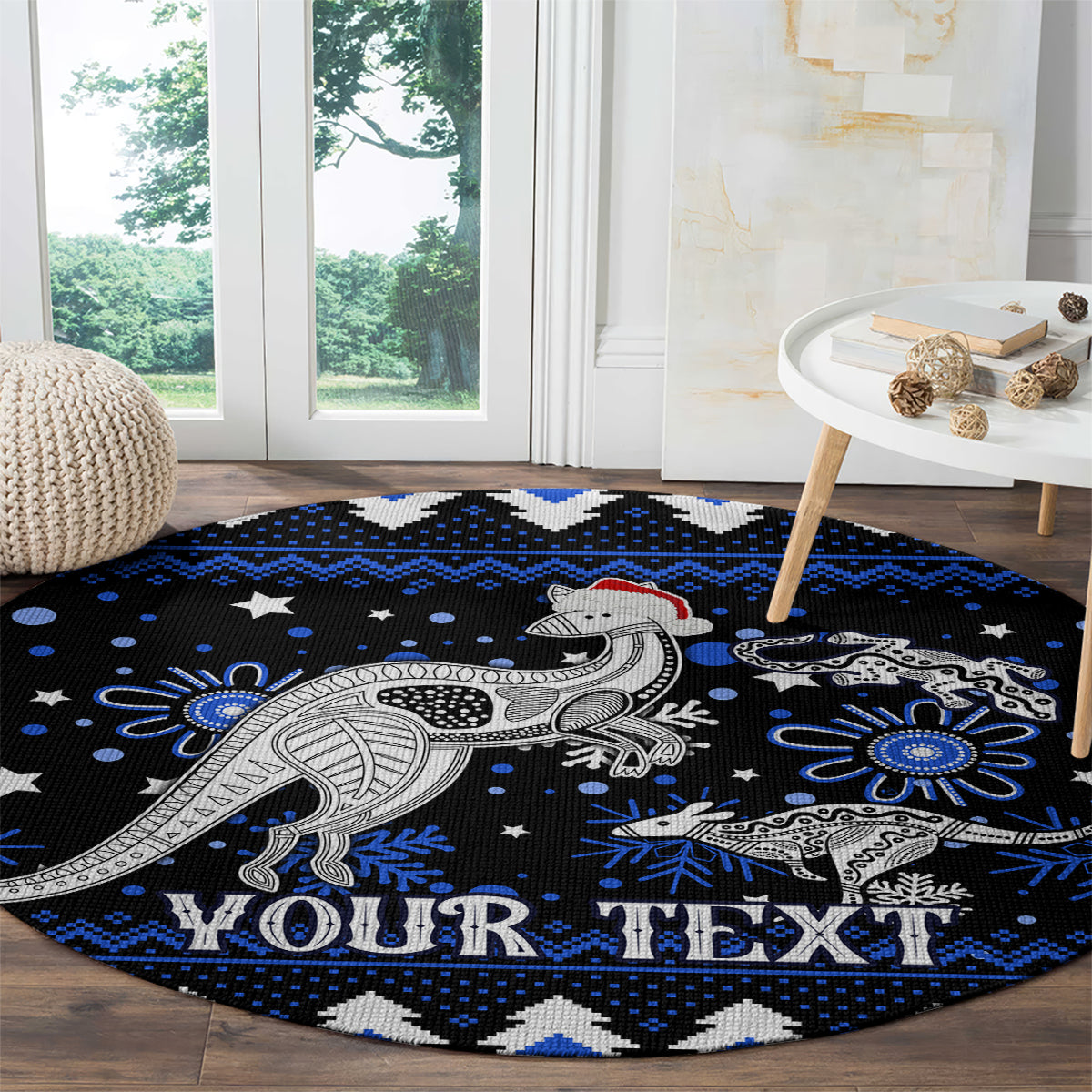custom-north-kangaroos-football-round-carpet-roos-christmas-vibe-2023