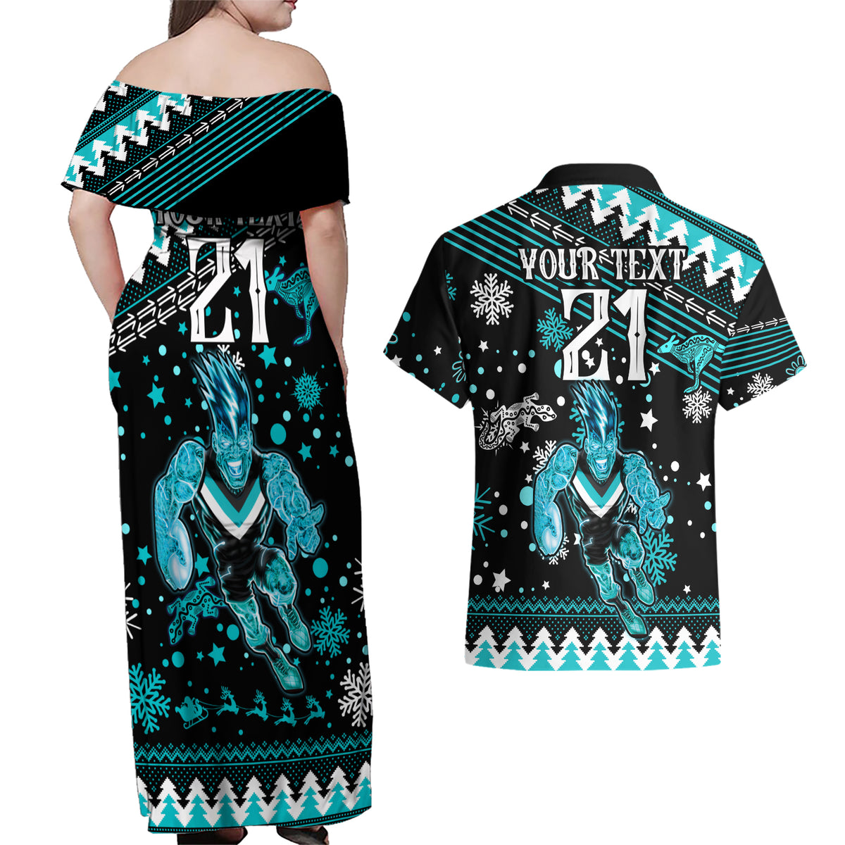custom-port-adelaide-power-football-couples-matching-off-shoulder-maxi-dress-and-hawaiian-shirt-port-adelaide-power-football-christmas-vibe-2023