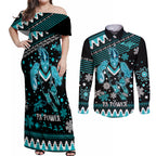 custom-port-adelaide-power-football-couples-matching-off-shoulder-maxi-dress-and-long-sleeve-button-shirt-port-adelaide-power-football-christmas-vibe-2023