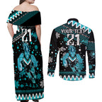 custom-port-adelaide-power-football-couples-matching-off-shoulder-maxi-dress-and-long-sleeve-button-shirt-port-adelaide-power-football-christmas-vibe-2023