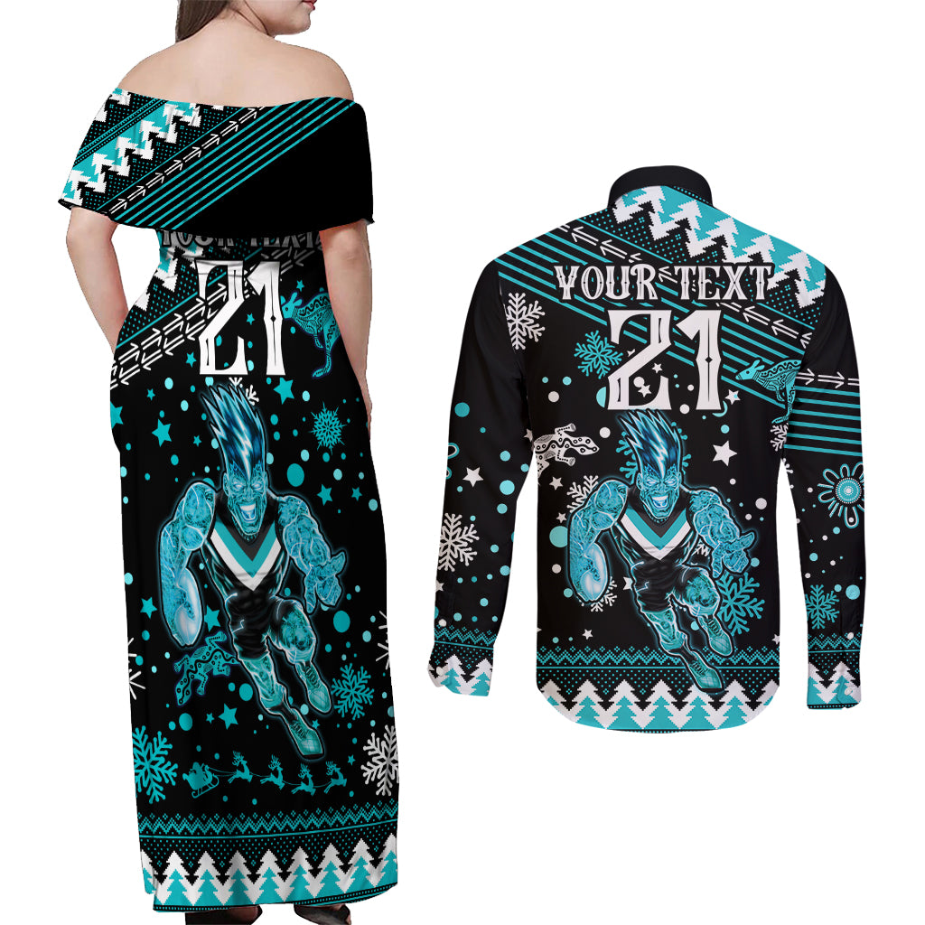 custom-port-adelaide-power-football-couples-matching-off-shoulder-maxi-dress-and-long-sleeve-button-shirt-port-adelaide-power-football-christmas-vibe-2023