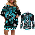 custom-port-adelaide-power-football-couples-matching-off-shoulder-short-dress-and-long-sleeve-button-shirt-port-adelaide-power-football-christmas-vibe-2023