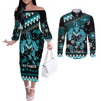 custom-port-adelaide-power-football-couples-matching-off-the-shoulder-long-sleeve-dress-and-long-sleeve-button-shirt-port-adelaide-power-football-christmas-vibe-2023