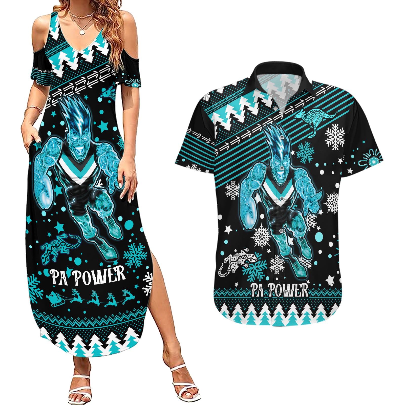custom-port-adelaide-power-football-couples-matching-summer-maxi-dress-and-hawaiian-shirt-port-adelaide-power-football-christmas-vibe-2023