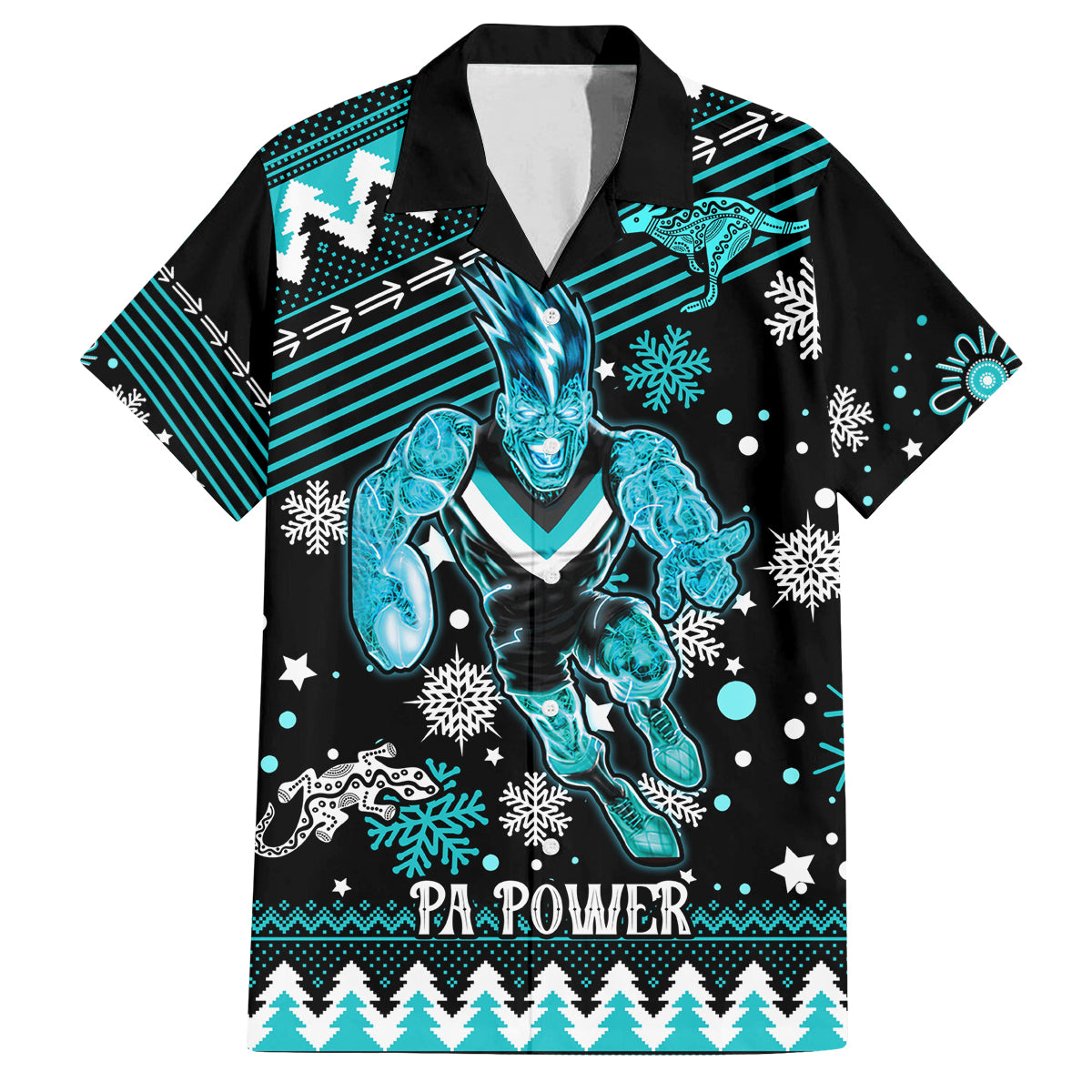 custom-port-adelaide-power-football-family-matching-off-shoulder-short-dress-and-hawaiian-shirt-port-adelaide-power-football-christmas-vibe-2023