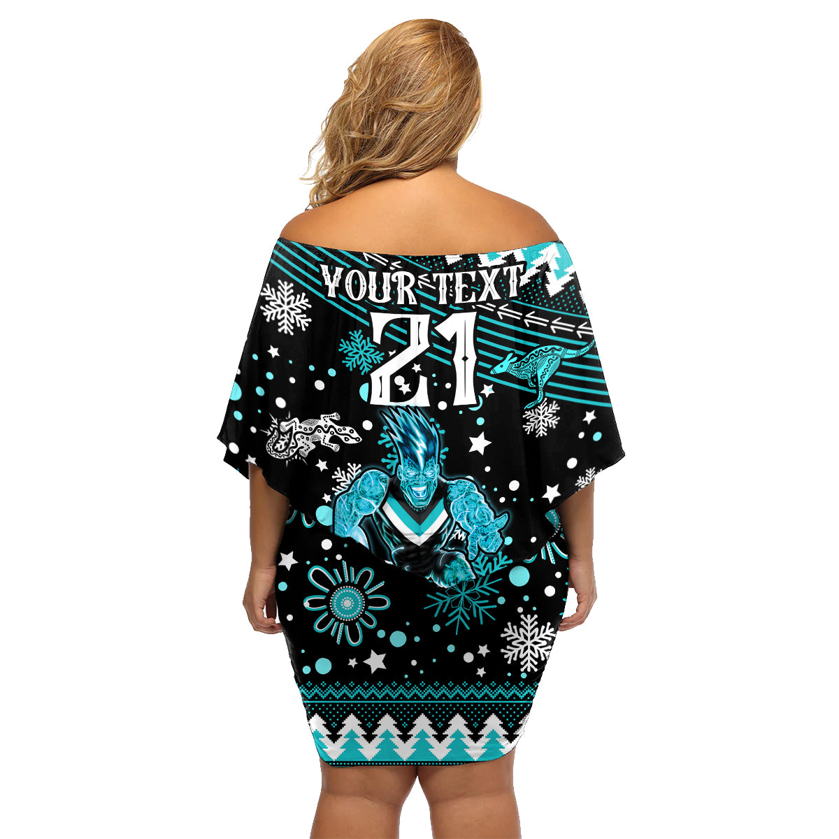 custom-port-adelaide-power-football-family-matching-off-shoulder-short-dress-and-hawaiian-shirt-port-adelaide-power-football-christmas-vibe-2023