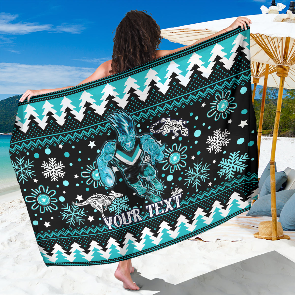 custom-port-adelaide-power-football-sarong-port-adelaide-power-football-christmas-vibe-2023