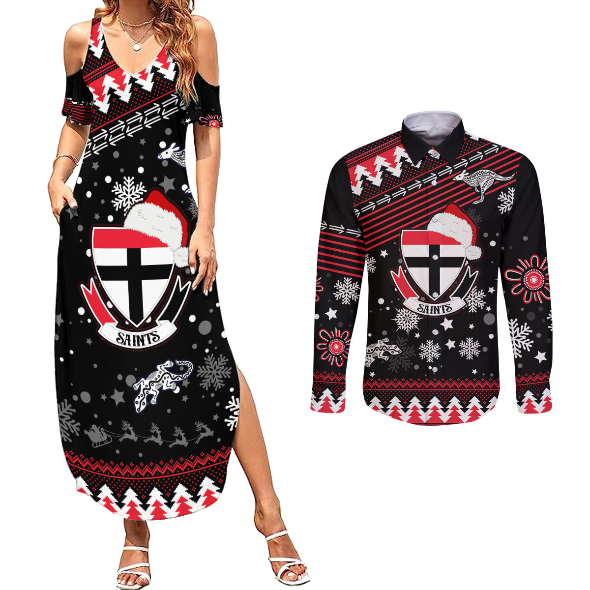custom-st-kilda-saints-football-couples-matching-summer-maxi-dress-and-long-sleeve-button-shirt-christmas-vibe-2023