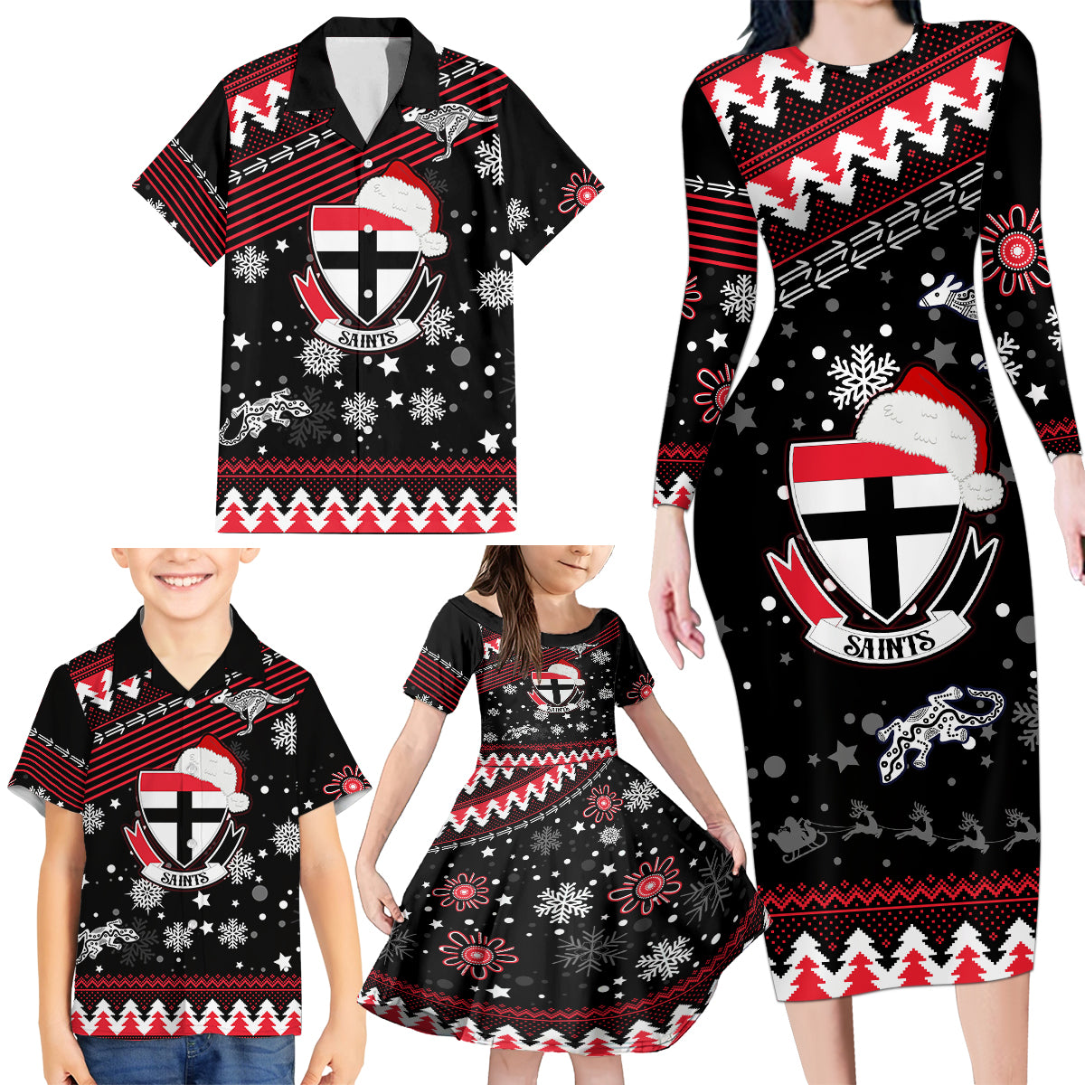 custom-st-kilda-saints-football-family-matching-long-sleeve-bodycon-dress-and-hawaiian-shirt-christmas-vibe-2023