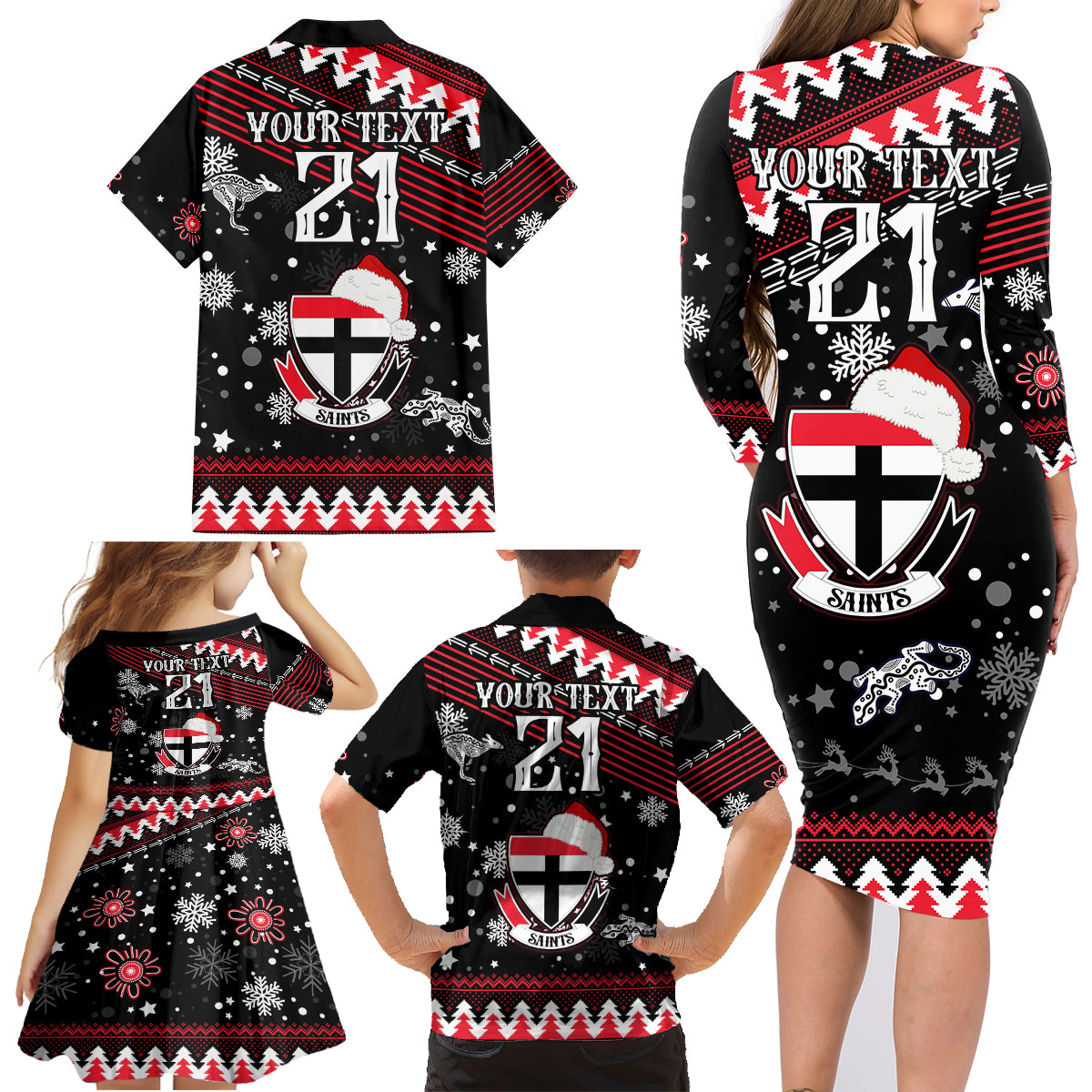 custom-st-kilda-saints-football-family-matching-long-sleeve-bodycon-dress-and-hawaiian-shirt-christmas-vibe-2023
