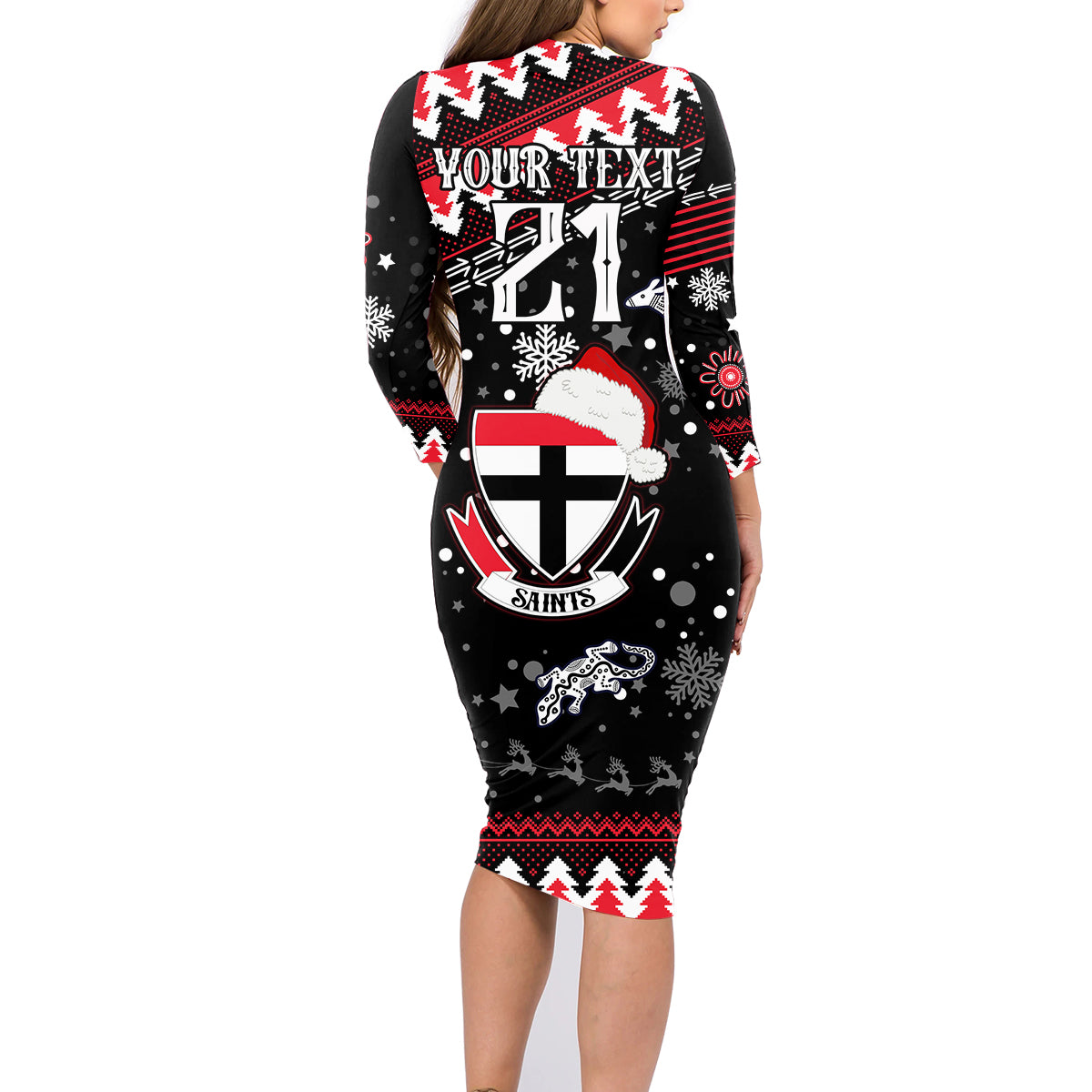 custom-st-kilda-saints-football-family-matching-long-sleeve-bodycon-dress-and-hawaiian-shirt-christmas-vibe-2023