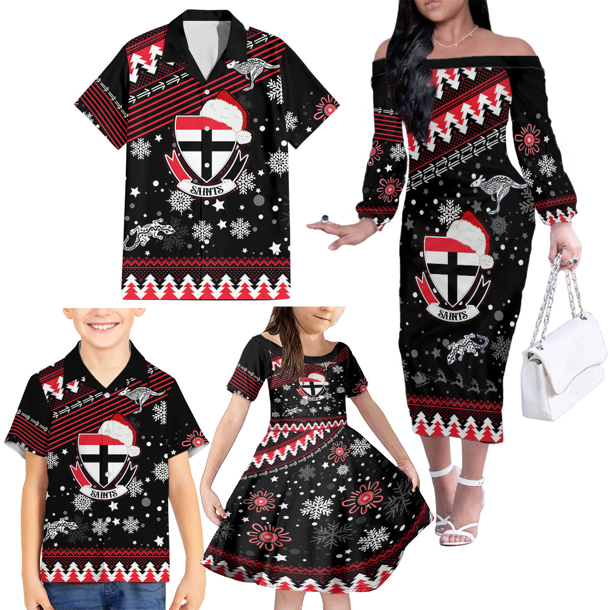 custom-st-kilda-saints-football-family-matching-off-shoulder-long-sleeve-dress-and-hawaiian-shirt-christmas-vibe-2023