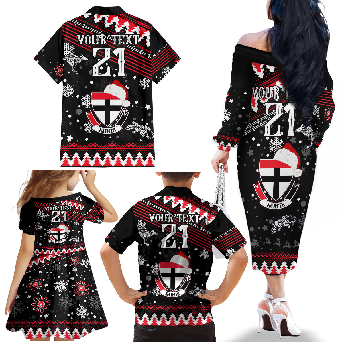 custom-st-kilda-saints-football-family-matching-off-shoulder-long-sleeve-dress-and-hawaiian-shirt-christmas-vibe-2023
